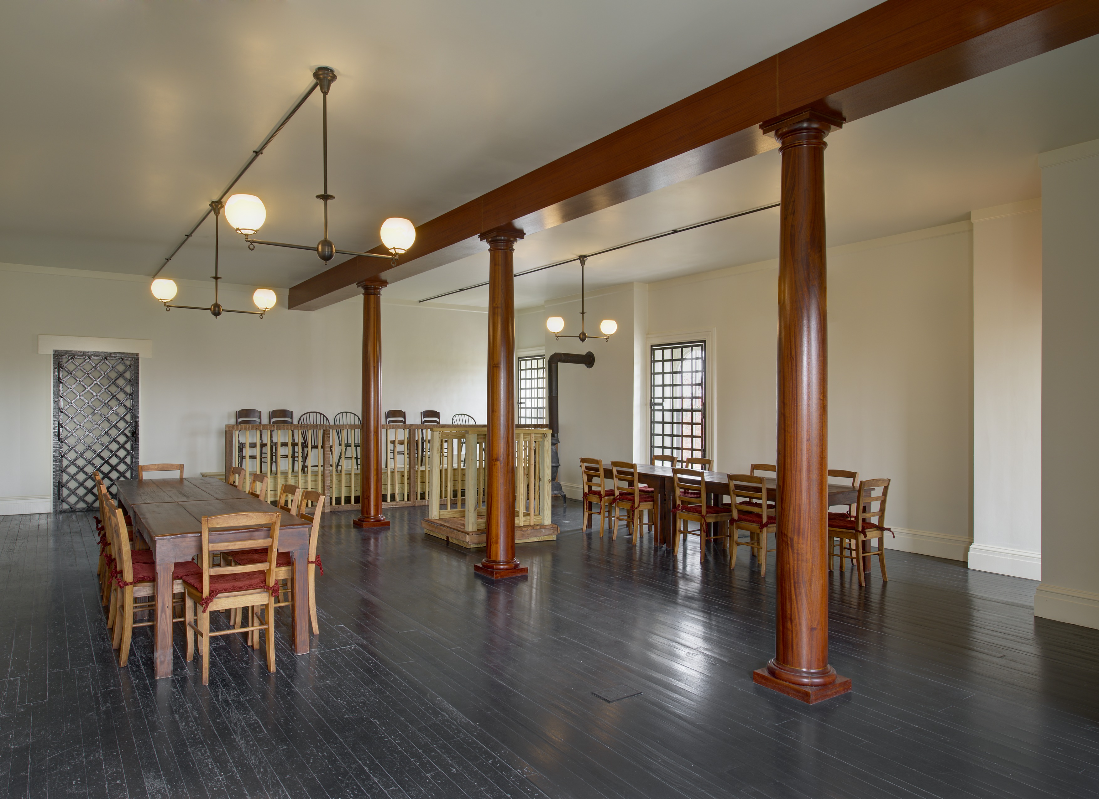 Interior of Lincoln conspirator's trial room after renovation and restoration 