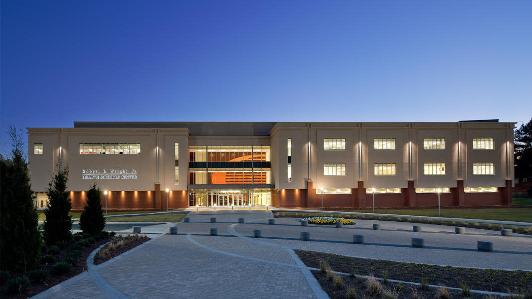exterior view at dusk
