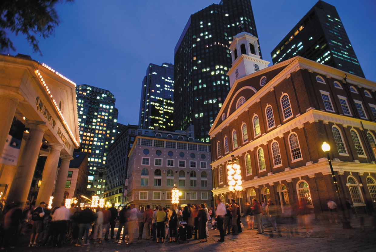 Faneuil Hall exterior at night