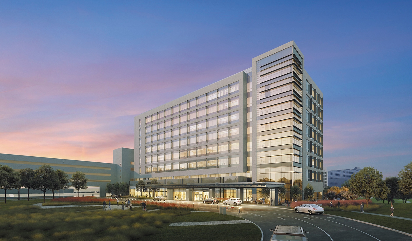 Exterior rendering of cancer center