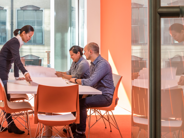 group collaborating around conference table