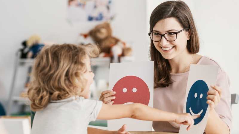 Child and teacher
