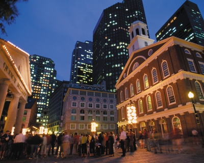 Faneuil Hall exterior at night