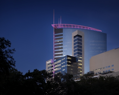 Houston Methodist Outpatient Tower at dusk