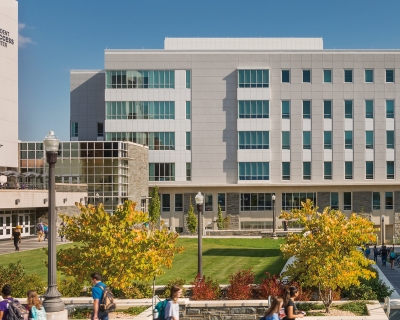 exterior view of building across courtyard