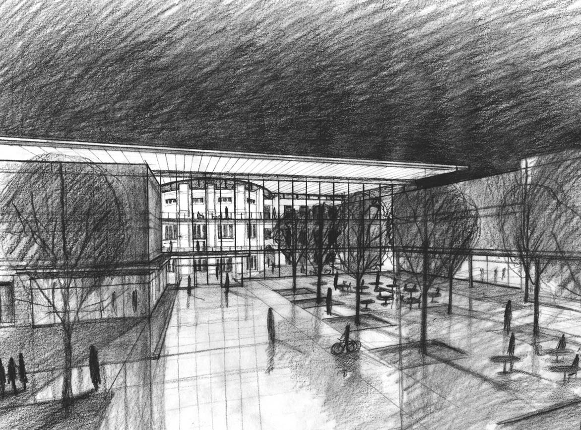 Pencil Sketch of Grinnell College